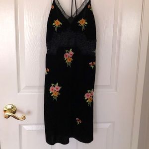 Topshop black velvet floral lace dress!